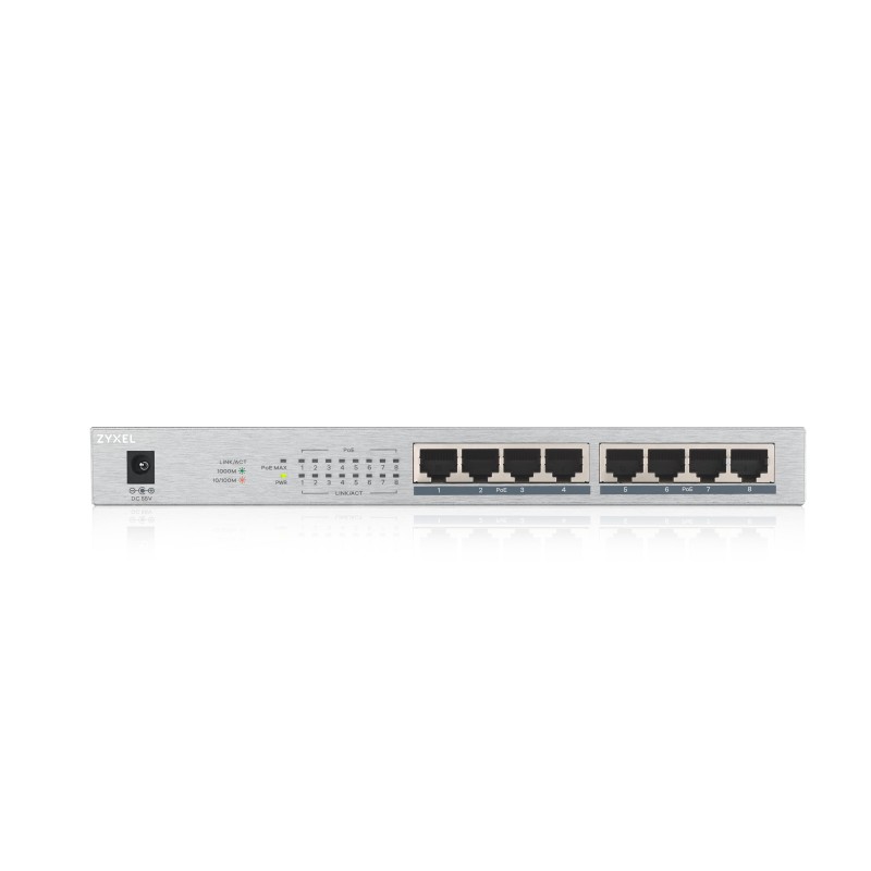 Zyxel GS1008HP Unmanaged Gigabit Ethernet (10/100/1000) Power over Ethernet (PoE) Gray